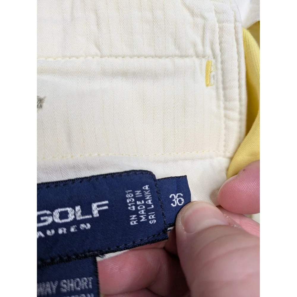 Vintage Polo Golf Ralph‎ Lauren Fairway Shorts Men 36 Yellow Chino Pleated Front